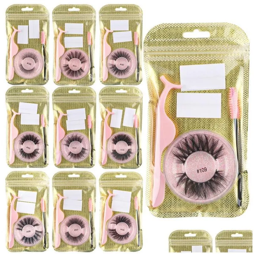 3D lashes false eyelashes Color Eyelash Combination Lash Curler and Brush Natural Thick Dhgate Wholesale Makeup