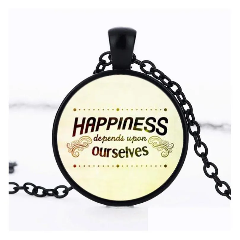 new inspirational word pendant necklaces round glass letter moonstone charm chain for women & men s fashion luxury jewelry gift