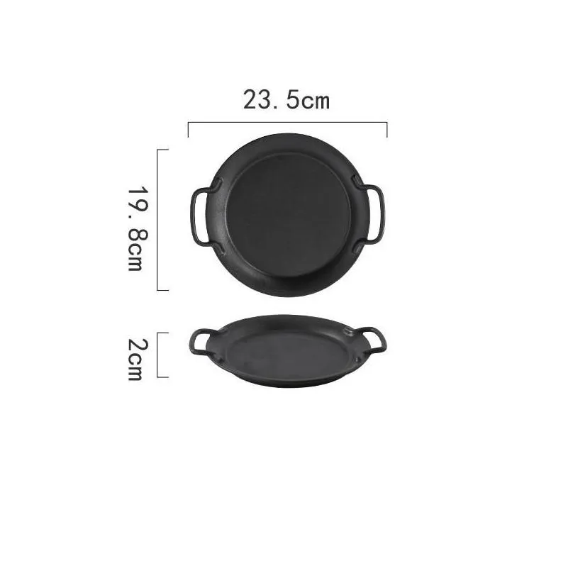 dishes plates creative ceramic plate with handle square round black binaural baking dinnerware steak soup snack