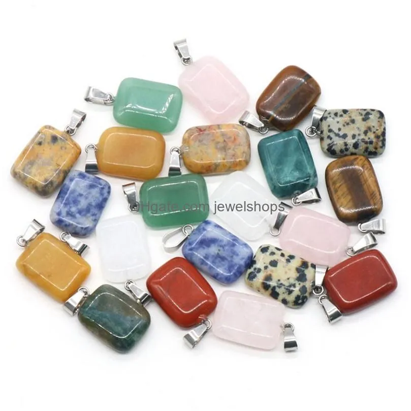 square rectangular crystal stone pendant for earrings necklace keyring healing crystal gemstone charm gemstone jewelry