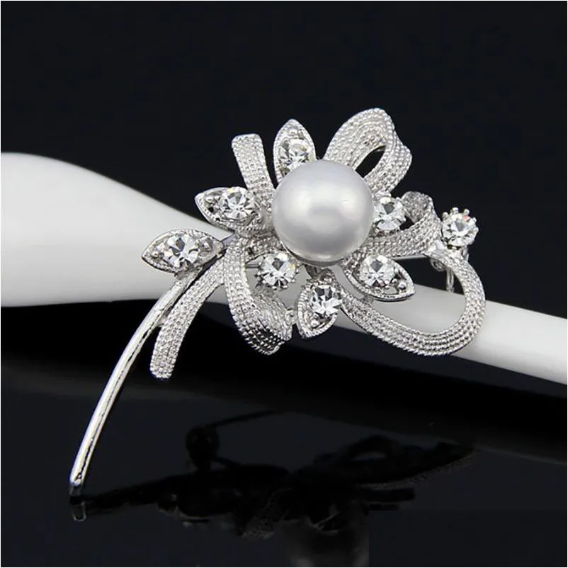 crystal flower brooch pin business suit tops wedding formal dress corsage rhinestone brooches for women men fashion jewelry