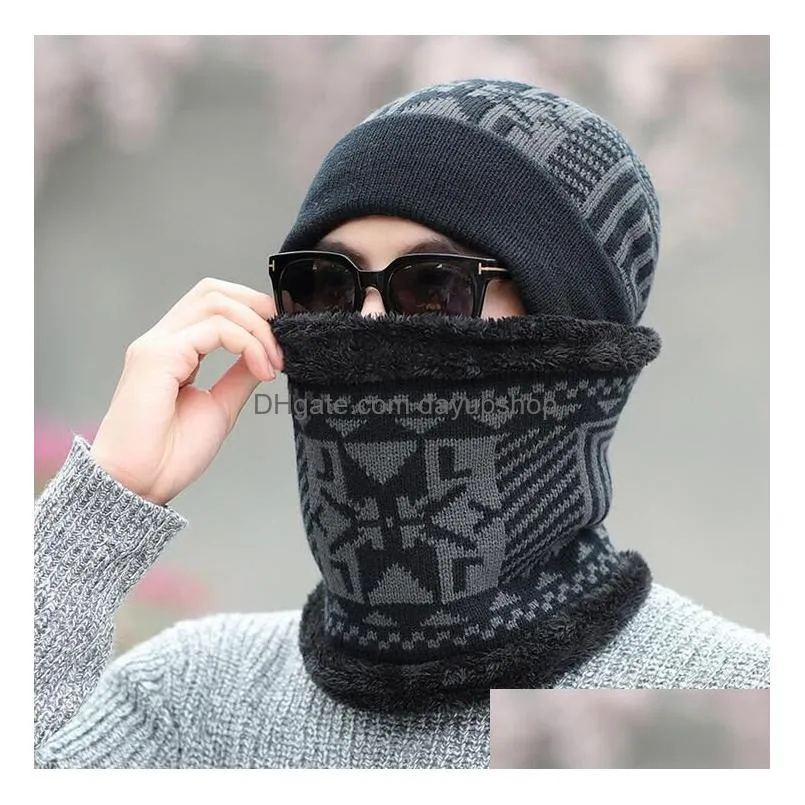 hot beanies hat scarf set warm knitted hat skull caps thick fleece lined winter hat for women men
