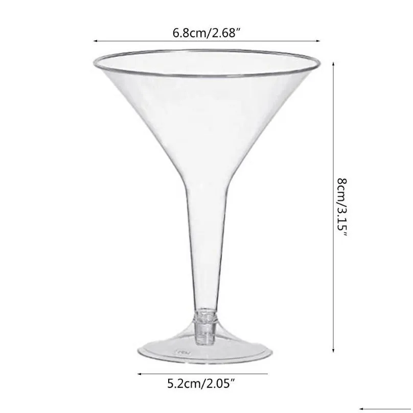 disposable dinnerware 7oz 198.4g plastic martini glass 60pcs transparent mini dessert wine glass