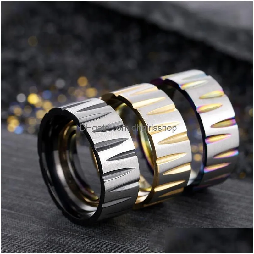 update stainless steel incision ring black gold cutting wedding rings fashion bands for men womens fashion jewelry