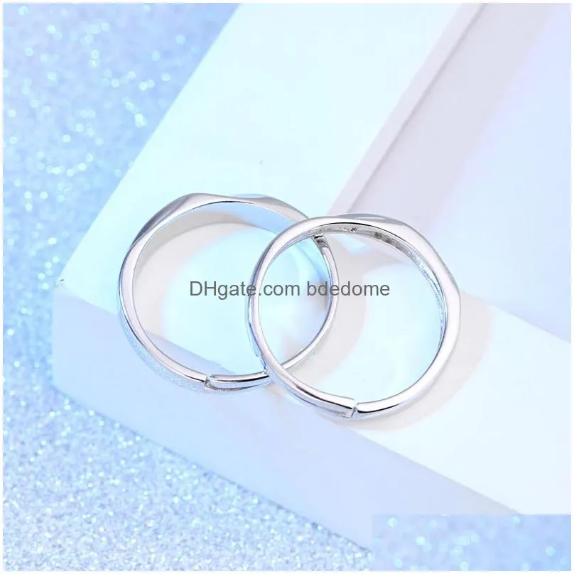 open adjustable band rings engagement wedding silver diamond couple ring for women men fashion jewelry will and sandy