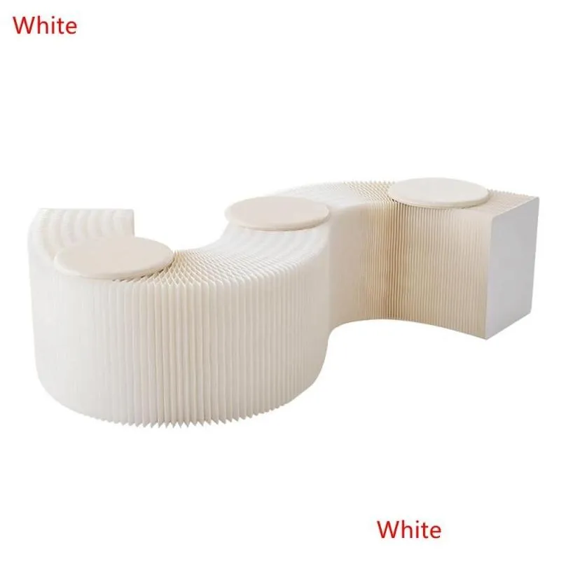 Decorative Figurines Modern Design Accordion Folding Paper Stool Sofa Chair Home Kraft Bench
