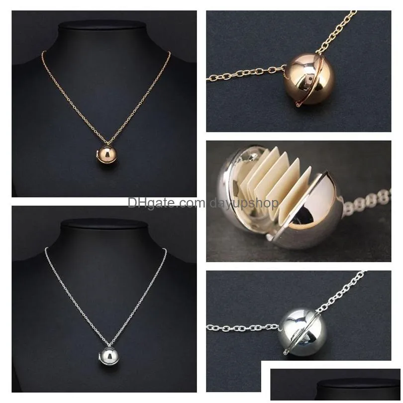 secret message ball locket necklace gold silver pendant necklace personalized custom-made message note gift for lover best friend