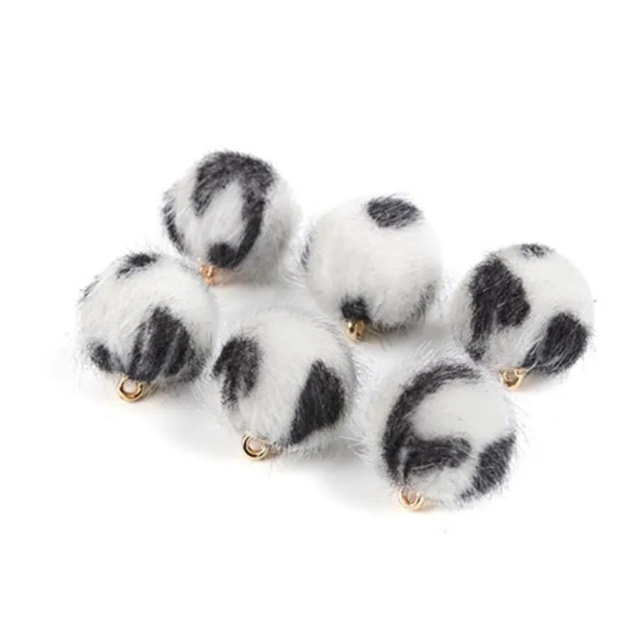 15mm Faux Fur Leopard Pom pom DIY Plush Ball Earring Elegant Pendant Pompoms Balls for Bags Hair Scarves DIY Craft