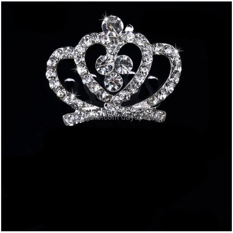 new korean version of children`s small crown hair clip accessories cartoon fashion girl crystal headdress hairpin