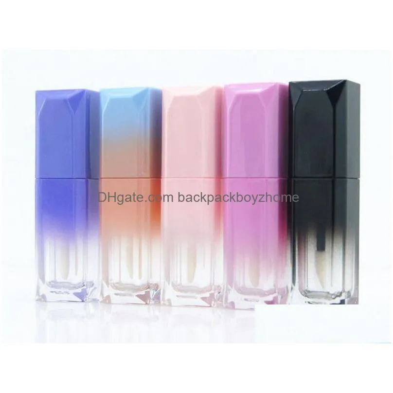 wholesale 5ml square empty lip gloss tube gradient plastic bottle elegant lipstick liquid cosmetic containers epacket free