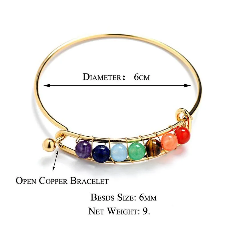 fashion 7 chakra wire bangle for women yoga natural stone beads charm bracelets reiki spiritual buddha 2019 personalized jewelry in