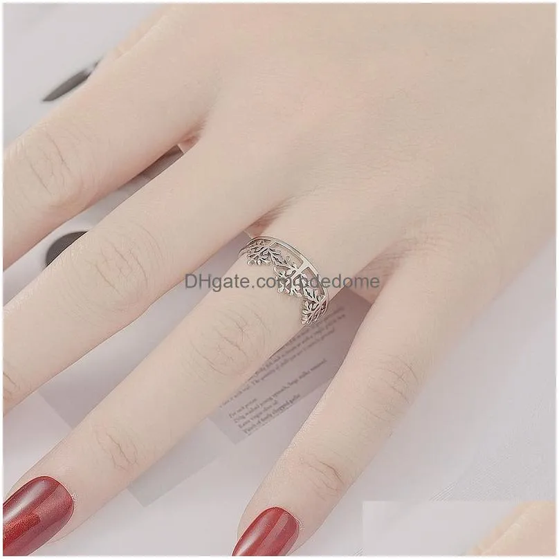 update gold plated life of tree crown ring band stainless steel rings for woman fine jewelry