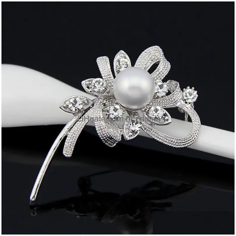 crystal flower brooch pin business suit tops wedding formal dress corsage rhinestone brooches for women men fashion jewelry