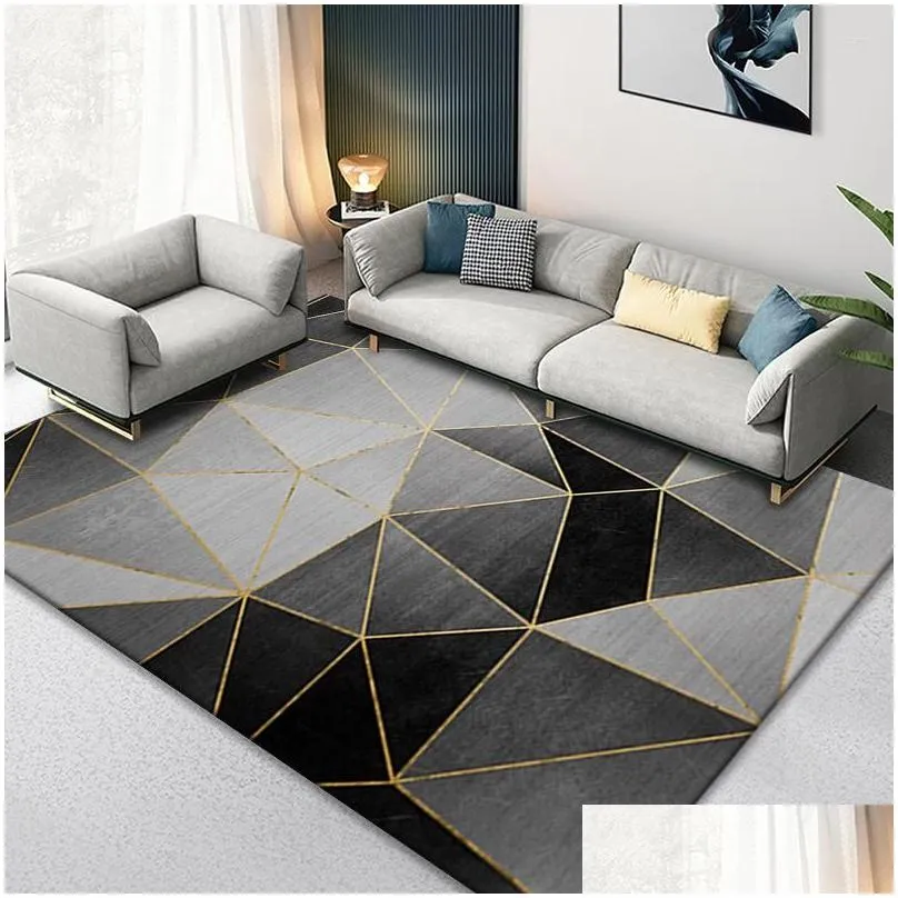 Carpets Nordic Marble Geometry Teenager Room Decoration For Living Bedroom Rug Non-slip Area Rugs Home Washable Mats