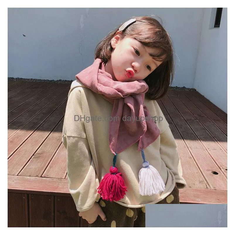 8 designs warm children scarf boy and girl comfortable scarves polka dot tassles scarf autumn winter cotton kids neckerchief