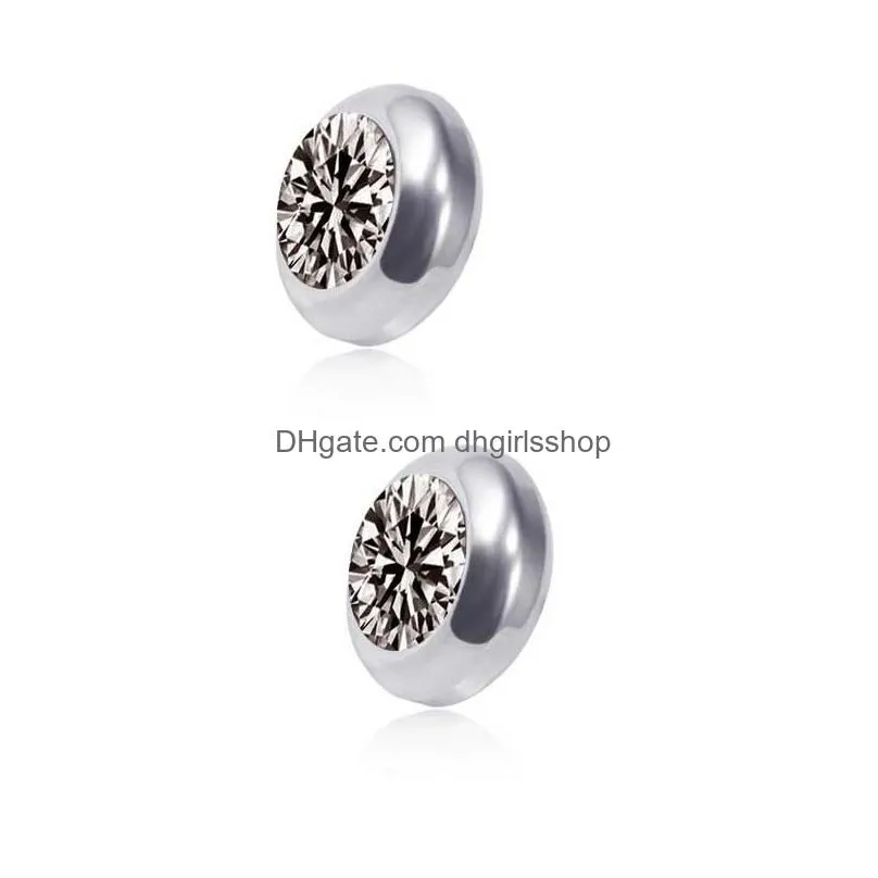 update magnetic clip on diamond earrrings screw back no hole stainless steel ear rings allergy free fashion jewelry for women men