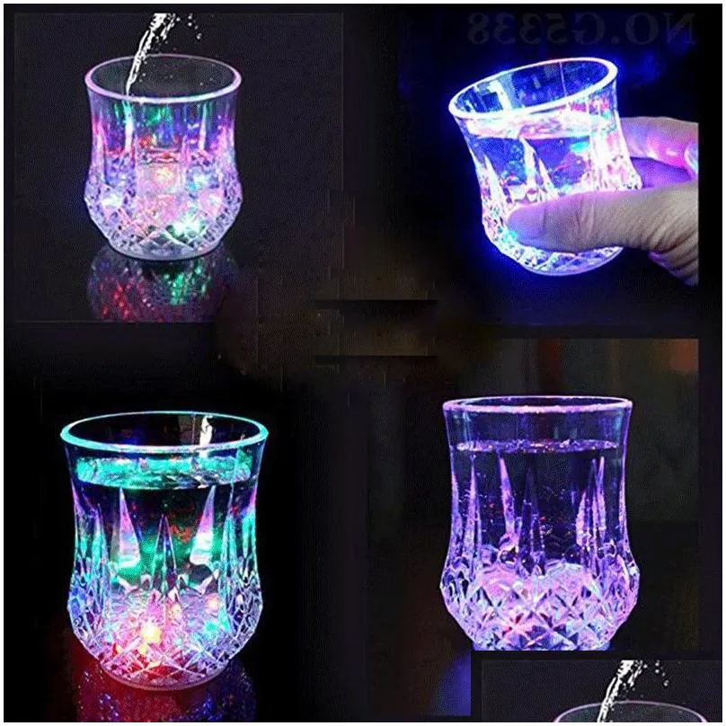 LED Flashing Glowing Wine Beer Glass Cup Mug Water Liquid Activated Light-up Luminous Party Bar Drink Cups