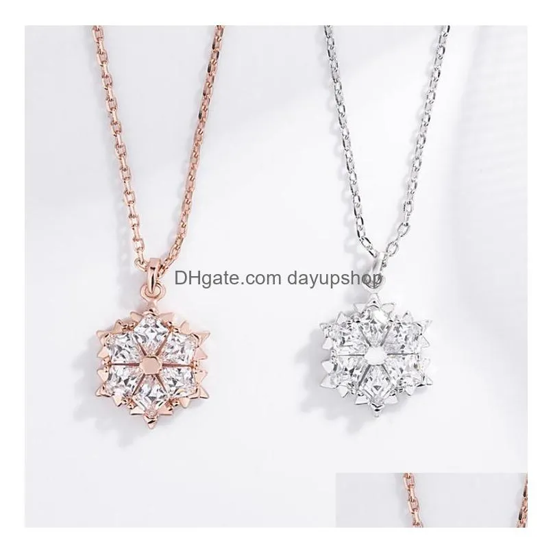 snowflake crystal pendant necklace clavicular chain collarbone chain necklace woman jewelry valentine`s day gift free shipping