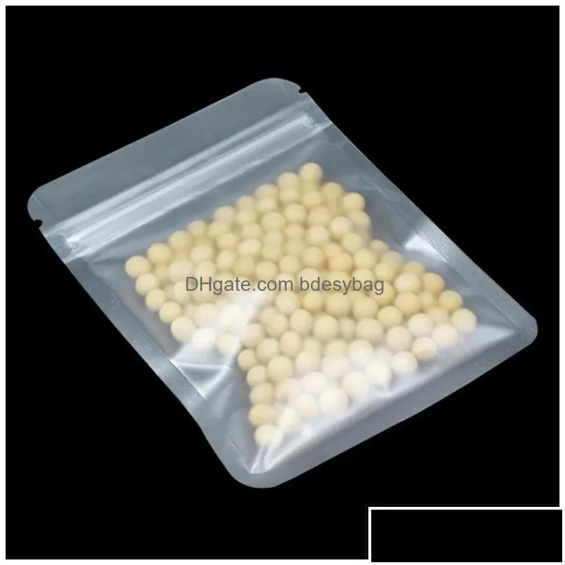 wholesale packing bags frosted transparent zipper bag flat bottom dry flower pouch smell proof food storage drop delivery office school business