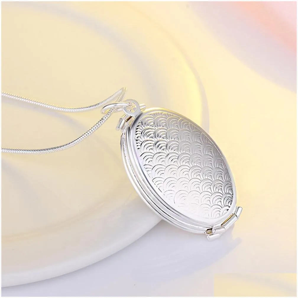 new magic 4 photo pendant memory floating locket necklace for women men kid boy girls flash box silver plated chains family fashion