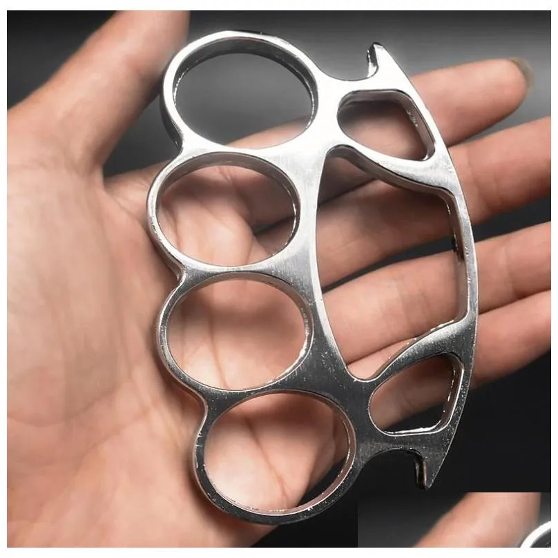 Metal Thickened Round Head Knuckle Duster Finger Fist Buckle Self-defense Tiger Knuckles Ring Outdoor Pocket EDC Defense Tool