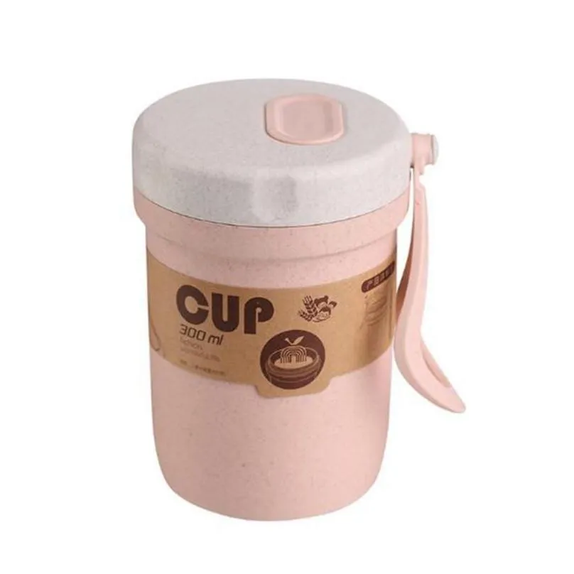 300ml portable sealed leak-proof lunch box environmentally friendly round porridge cup soup container dinnerware sets