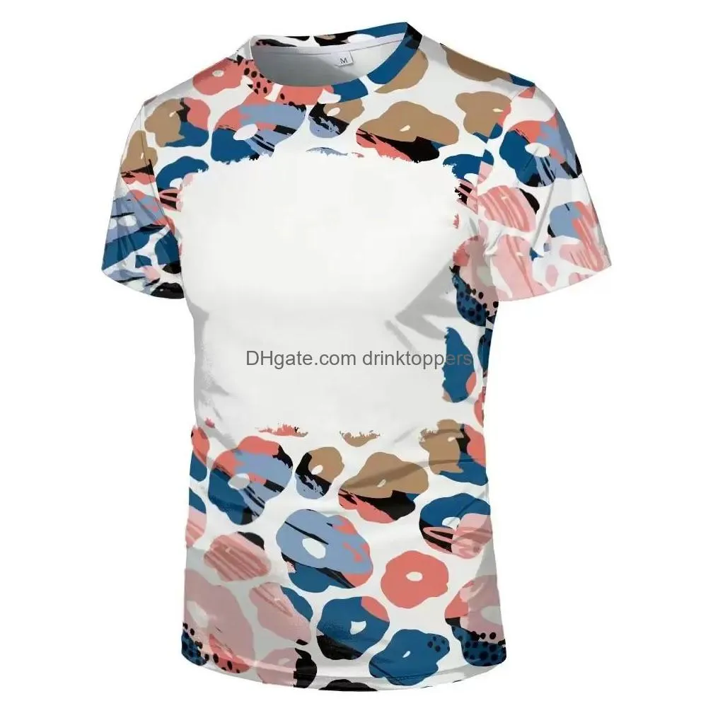 wholesale party supplies sublimation bleached t-shirt heat transfer blank bleach shirt fully polyester tees us sizes for men women 30 colors