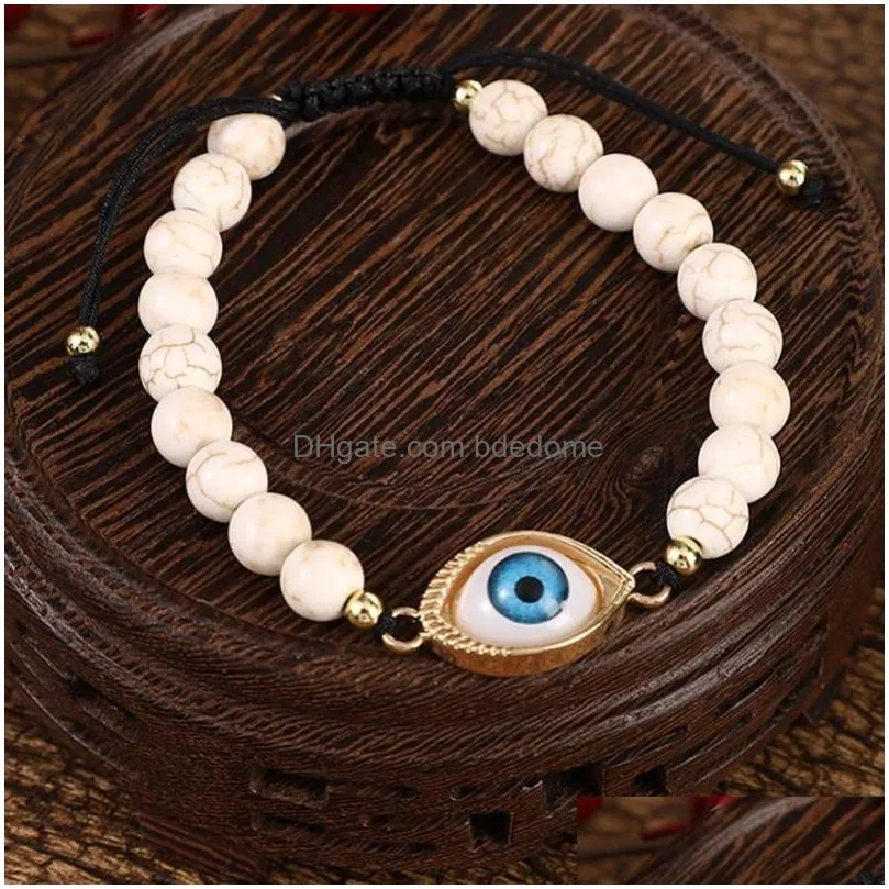 turquoise eye charm bracelet buddha adjustable stone beaded bracelets wristband for women fashion jewelry