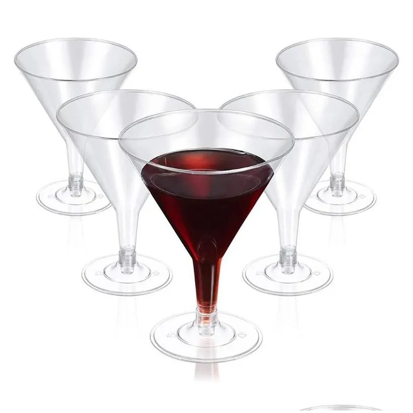 disposable dinnerware 7oz 198.4g plastic martini glass 60pcs transparent mini dessert wine glass