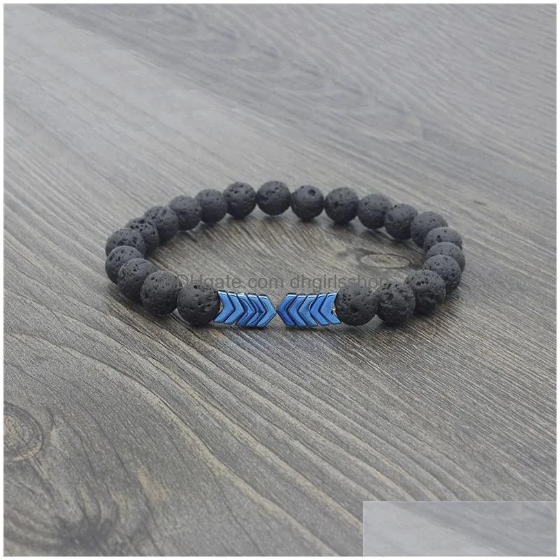 update colorful arrow strand bracelet lava stone essential oil diffuser bracelets women mens fashion jewelry