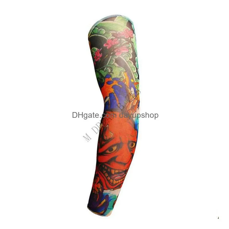 1pcs trendy summer sunscreen glove protection arm tattoo sleeve glove men women new high elastic fake temporary glove