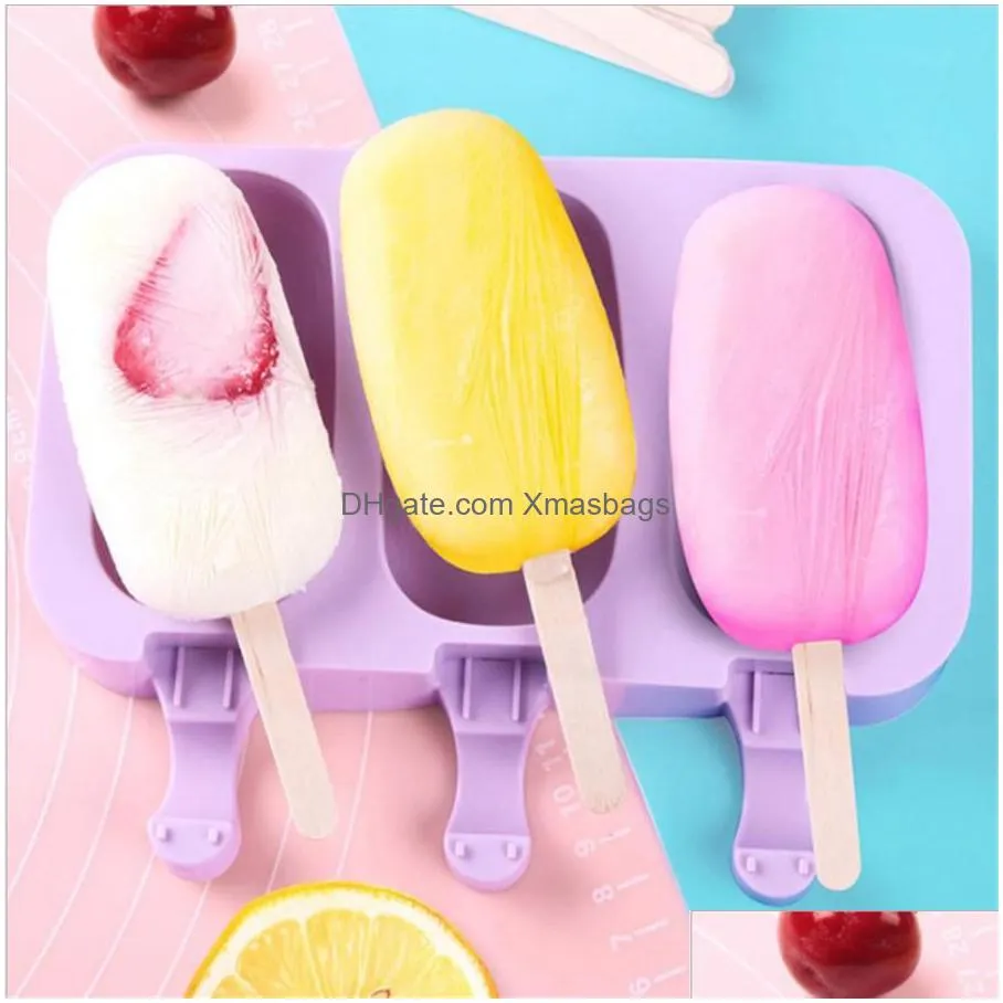silicone popsicle molds tools diy homemade cartoon ice cream maker mould with 50 wood stick jk2006xb