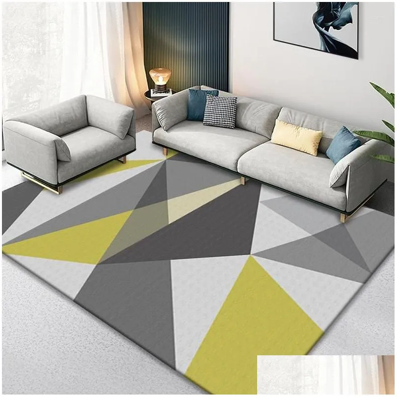 Carpets Nordic Marble Geometry Teenager Room Decoration For Living Bedroom Rug Non-slip Area Rugs Home Washable Mats