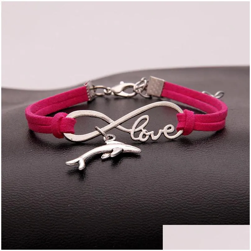 new metal animal  charm bracelets women infinity love velvet string rope warp bangle for men s simple jewelry in bulk