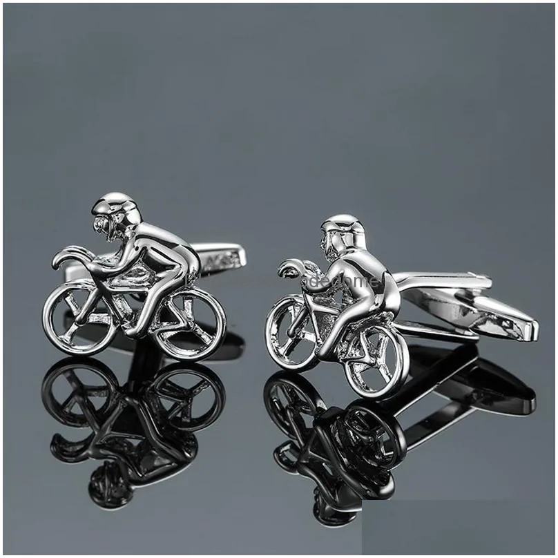 update cufflinks french men`s shirt metal brass enamel cufflinks bike bus cuff links sleeve button for men fashion jewelry