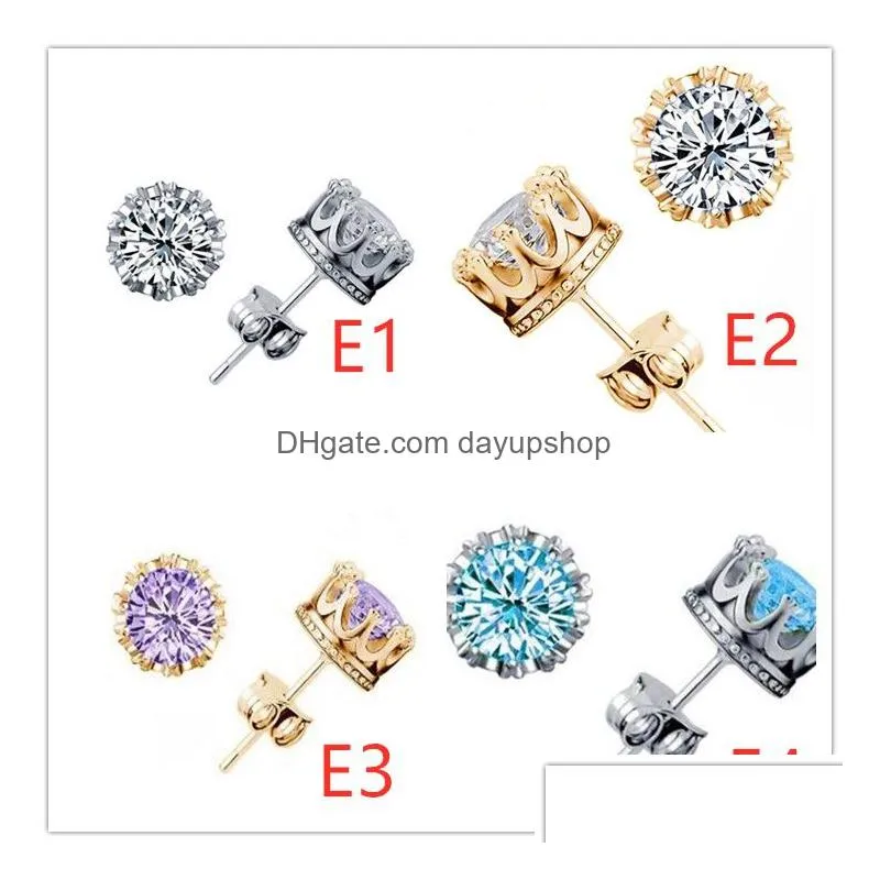 4 colors silver earrings natural crystal wholesale fashion small sterling silver jewelry for women stud men or women earings