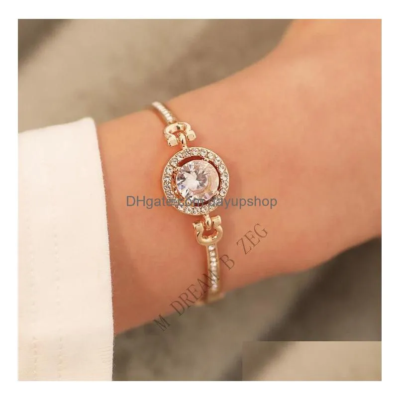 top quality diamond jewelry women bracelets alloy bracelet pave silver rose gold tone charms bangle jewelry with fast shipping