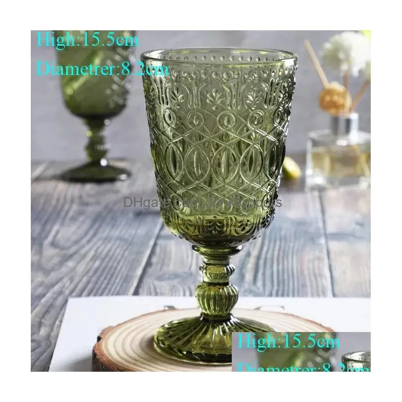 wholesale 270ml european style embossed stained glass wine lamp thick goblets 7 colors wedding decoration gifts fy5882 jn16