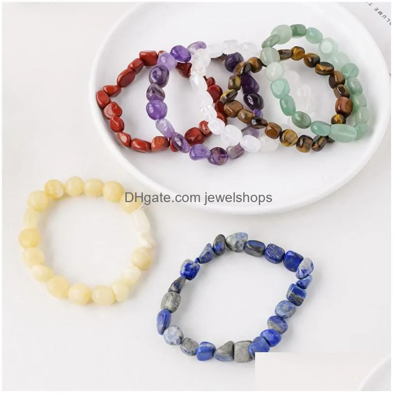 irregularly natural stone beaded bracelets jewelry amethyst gravel agate rose quartz gemstone bracelet women fashion jewelry