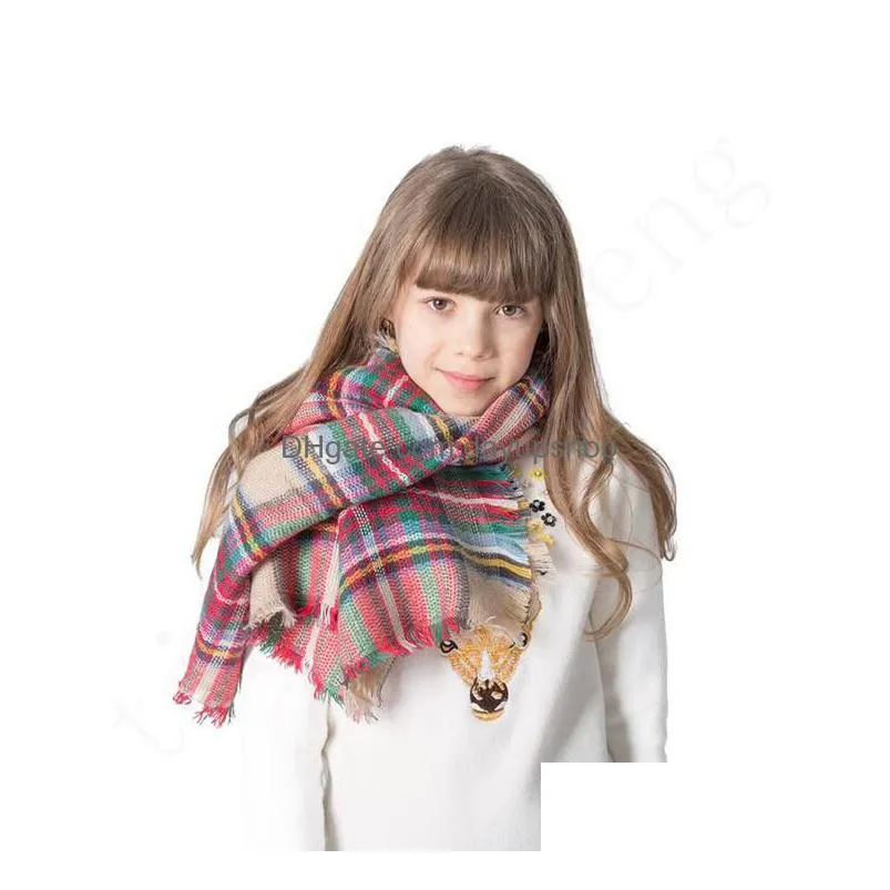 100*100cm big winter square scarf fashion long plaid shawl children scarf unisex acrylic shawls blanket scarves warm bufandas