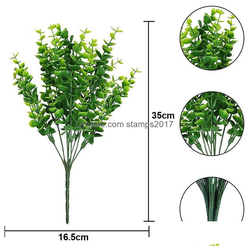  artificial eucalyptus leaves branch green fake plant for home garden table decoration wedding party diy hanging flower bouquets