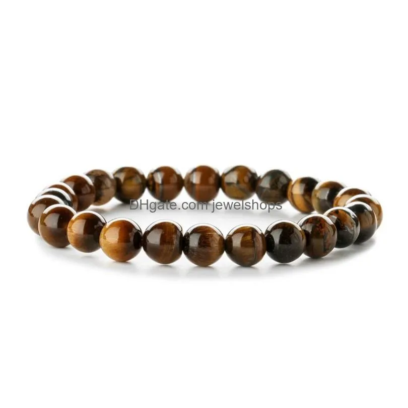 natural stone colorful tiger eye bracelet beaded bracelets healing lucky gemstone bangle cuff women men fashion jewelry