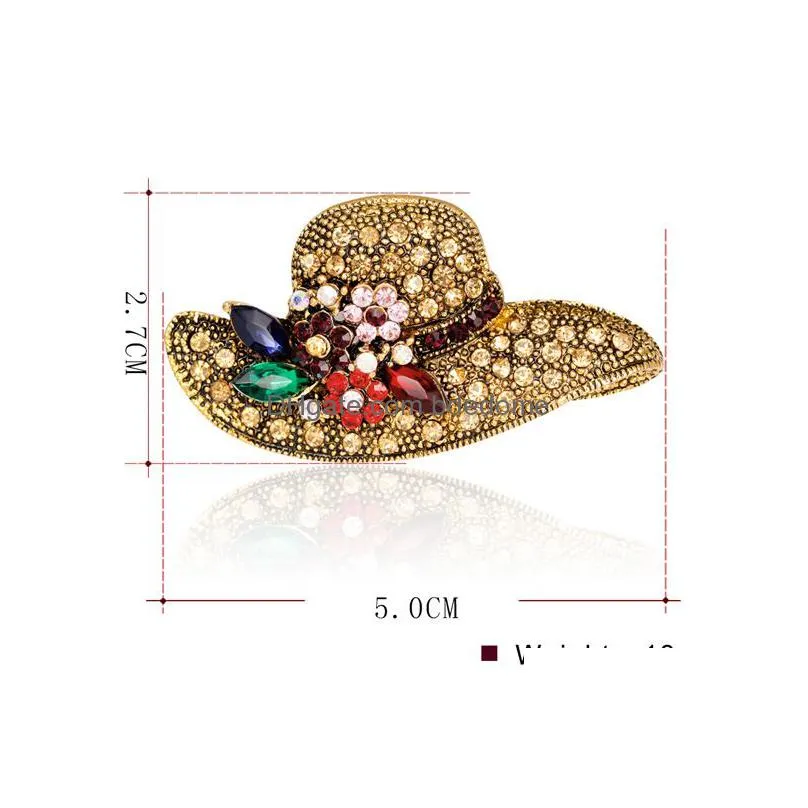 crystal woman sun hat brooch pin business suit tops corsage flower beach hat rhinestone brooches for women fashion jewelry
