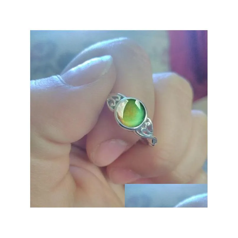 creative temperature sensitive change color mood rings for women vintage opal gemstone wedding finger ring fashion emotion jewelry