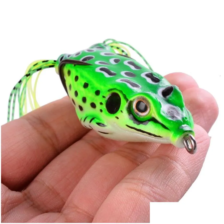 Baits Lures 15pcset Frog Soft Lure Tube Bait Plastic Fishing Lure with Fishing Hooks Topwater Ray Frog Artificial 3D Eyes Fishing Lures Set