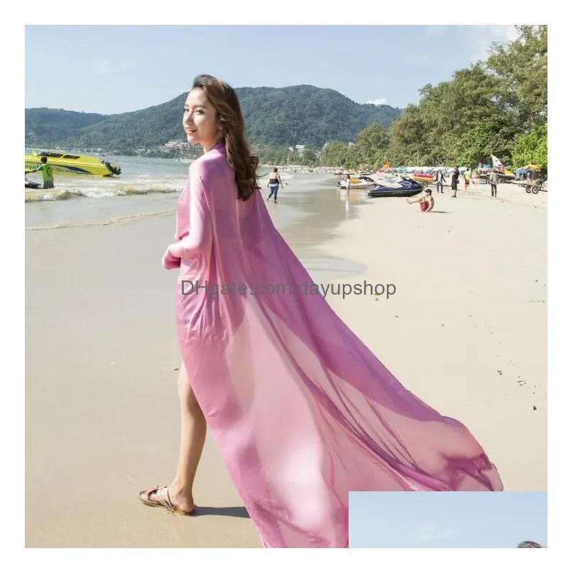 2019 newest women sunscreen shawl scarves large size 190*140cm chiffon beach towel warps solid color scarves pashmina