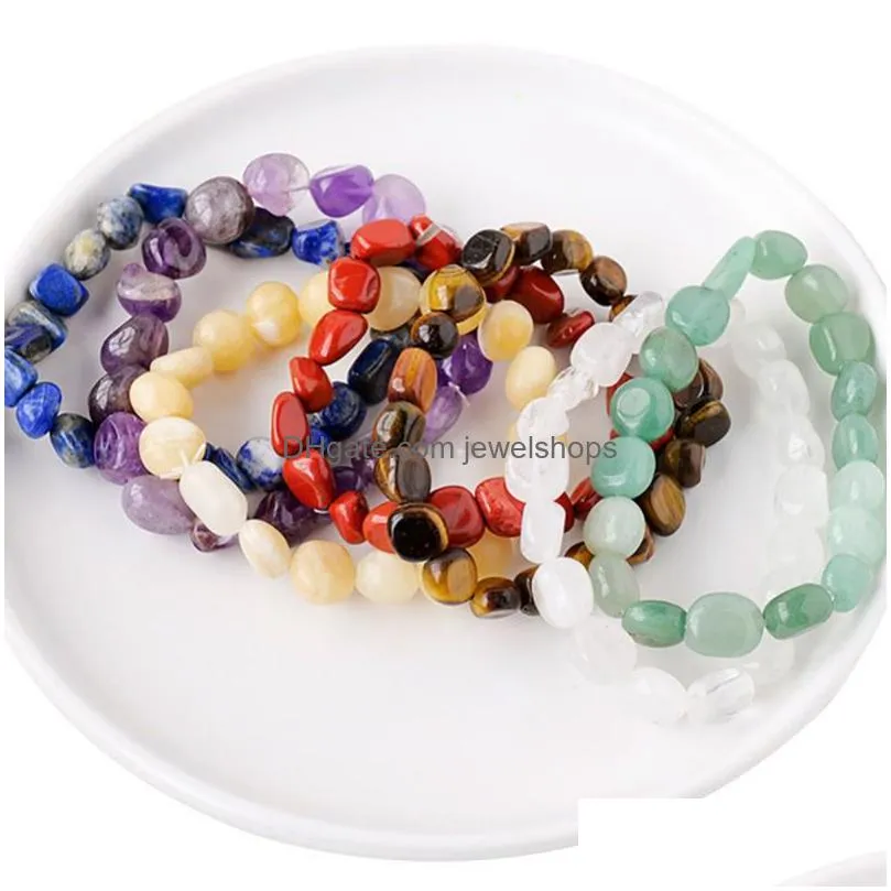 irregularly natural stone beaded bracelets jewelry amethyst gravel agate rose quartz gemstone bracelet women fashion jewelry