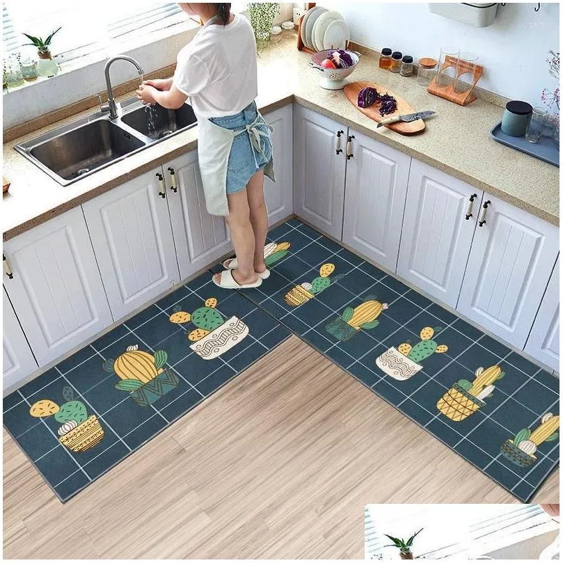 Carpets Anti-slip Kitchen Mat For Floor Bath Absorbent Long Strip Carpet Entrance Doormat Tapete Area Rugs Gray Home Living Bedroom
