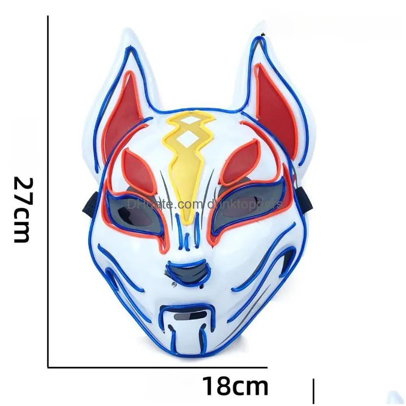 halloween fox mask cosplay party led glow mask japanese anime fox mask colorful neon light el mask glow in the dark club props fy0276