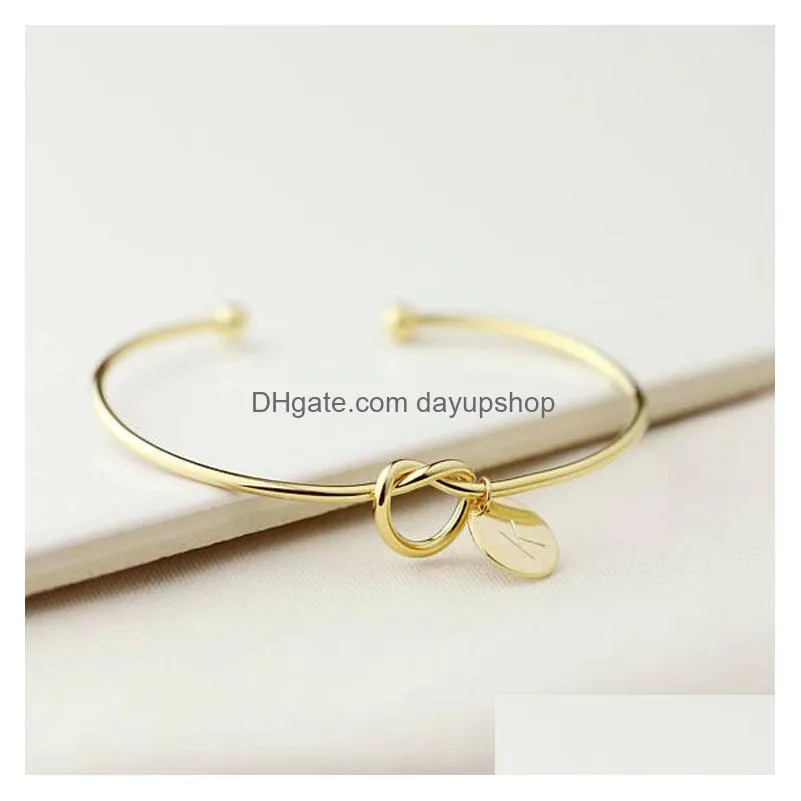 26 letter bracelet 3 color women bracelets bangles non-fading simple heart twist cuff open bracelet adjustable bangle for women